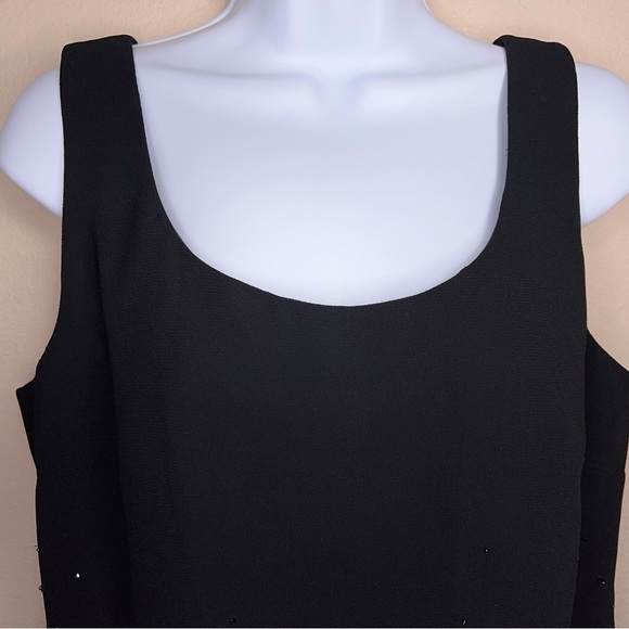 MEDIUM DAVIDS BRIDAL VINTAGE CROPPED BEADED BLACK SLEEVELESS BLOUSE TOP Y2k - Picture 6 of 8